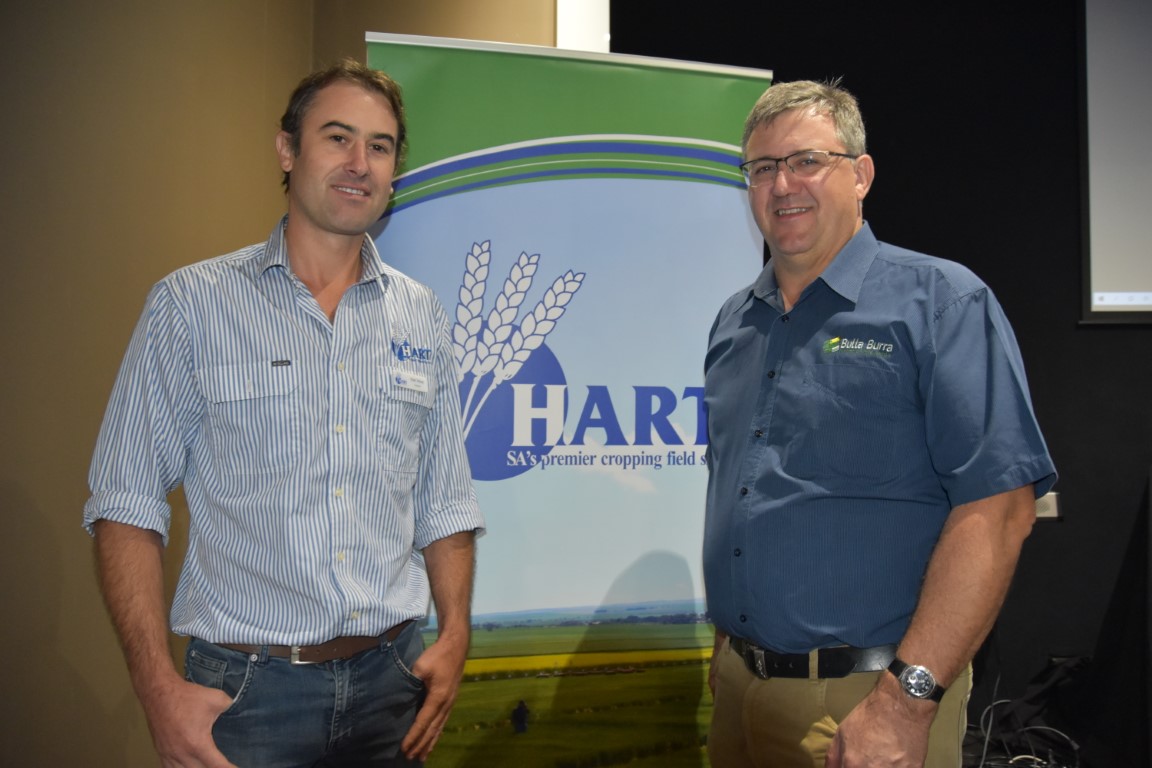 Hart chairman Ryan Wood and guest farmer speaker, John Gladigau, Bulla Burra