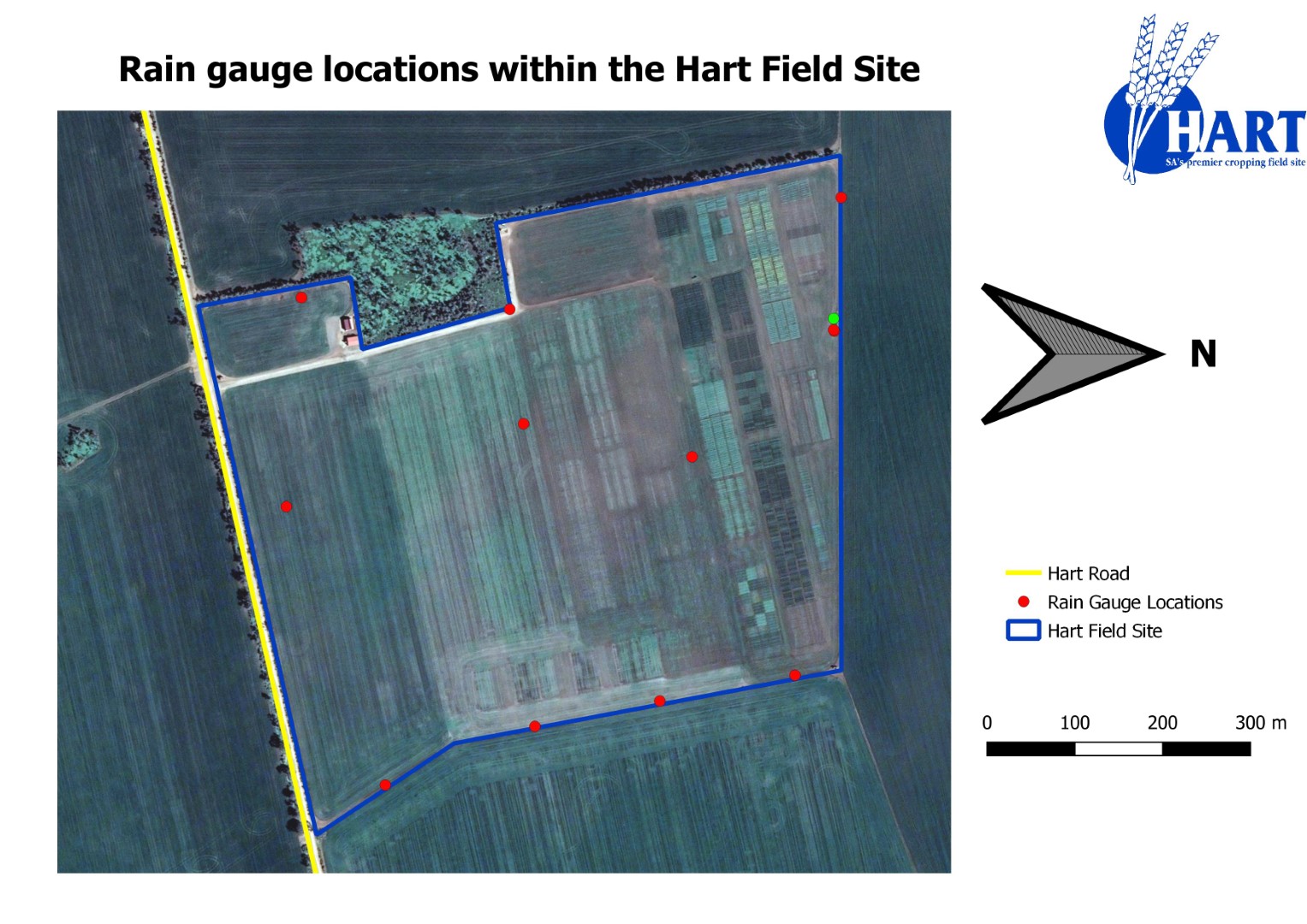 Hart Rainfall Variability Trial 2021 - rainfall gauge locations